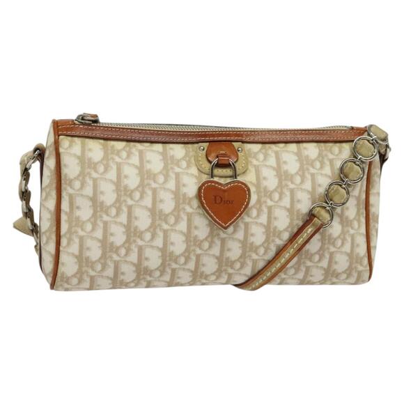 DIOR Trotter Canvas Romantic Shoulder Bag Pvc Beige Silver - Picture 1 of 12
